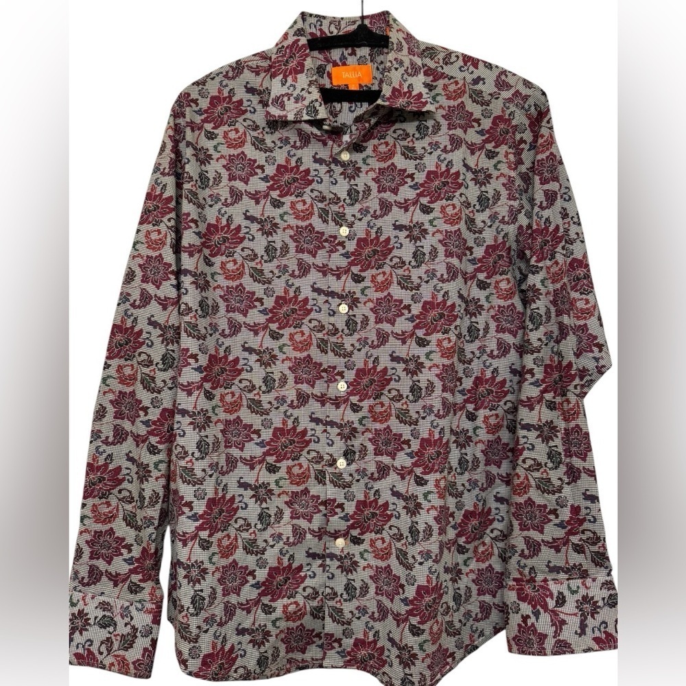 Tallia Mens Floral Print Slim Fit Shirt M